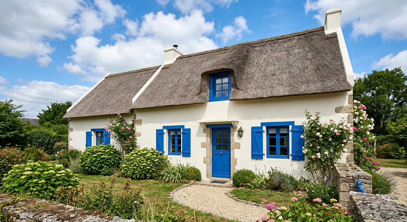 Maison bretonne avec façade fraîchement peinte à Landivisiau